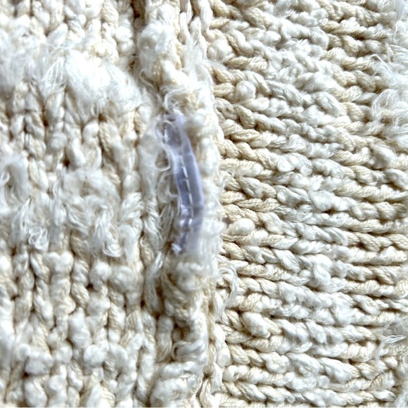 Anthropologie Marilyn Poncho Sweater Ivory White Fringe Mock Neck Size XS  / S - Picture 16 of 16